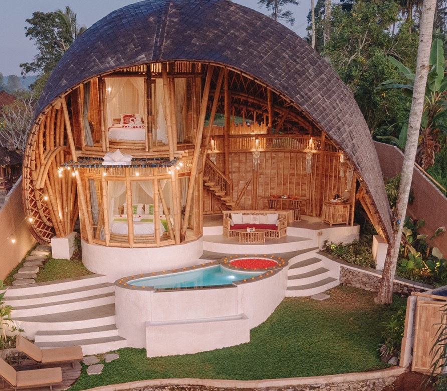 Bamboo dome villa with a private plunge pool